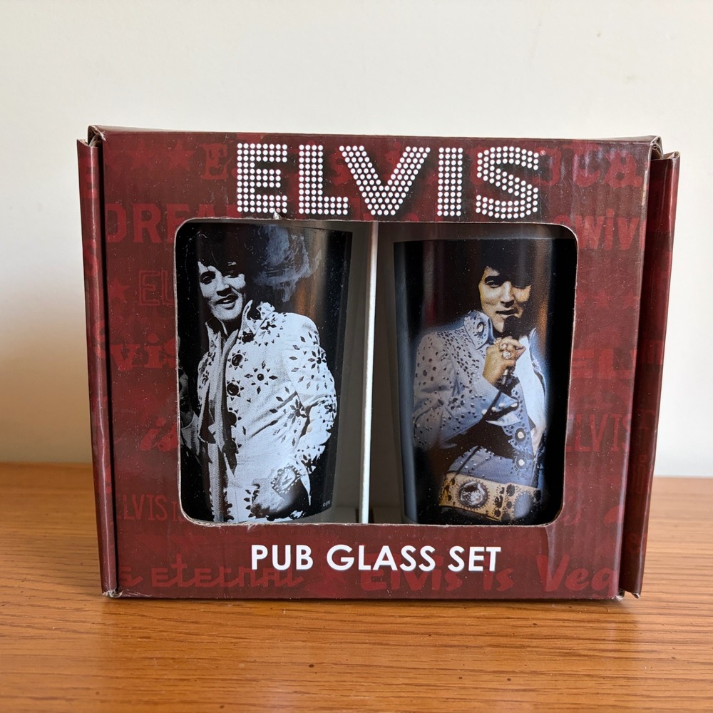 Elvis Presley Pub Glass Set of 2 16oz Rock and Roll Memorabilia